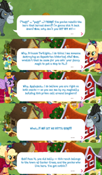 Size: 2048x3508 | Tagged: safe, imported from derpibooru, applejack, king longhorn, twilight sparkle, alicorn, bull, earth pony, pony, bootblues, clothes, cloven hooves, dialogue, dialogue box, dress, english, event, female, gameloft, hairband, hat, horn, horns, male, mare, mobile game, my little pony: magic princess, official, sideburns, speech bubble, spread wings, text, twilight sparkle (alicorn), wings