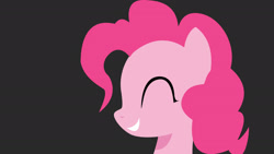 Size: 1920x1080 | Tagged: safe, artist:minckies, imported from derpibooru, pinkie pie, earth pony, pony, black background, bust, eyes closed, female, grin, mare, minimalist, simple background, smiling, solo