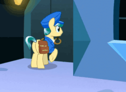 Size: 396x292 | Tagged: safe, imported from derpibooru, screencap, proper postal, crystal pony, earth pony, pony, the parent map, animated, butt, carrot, clothes, duo, eating, female, food, hat, letter, male, mare, mouth hold, plot, stallion, unnamed character, unnamed pony