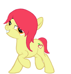 Size: 1280x1340 | Tagged: safe, artist:star-is-nonbinary, derpibooru exclusive, imported from derpibooru, apple bloom, alternate cutie mark, alternate hairstyle, alternate universe, evil grin, grin, missing accessory, simple background, smiling, transparent background