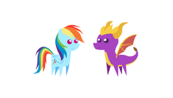 Size: 1280x720 | Tagged: safe, artist:davidti2006, imported from derpibooru, rainbow dash, dragon, pegasus, pony, crossover, duo, female, male, pointy ponies, simple background, spyro the dragon, spyro the dragon (series), white background