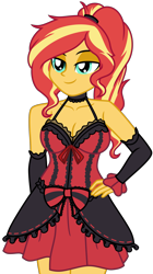 Size: 3705x6639 | Tagged: safe, artist:emeraldblast63, imported from derpibooru, sunset shimmer, human, equestria girls, breasts, cleavage, clothes, female, lolita fashion, simple background, sleeveless, solo, transparent background