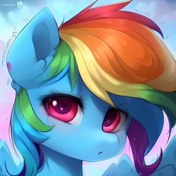 Size: 2048x2048 | Tagged: safe, editor:darkshy, imported from derpibooru, rainbow dash, pony, ai content, ai generated, bust, female, generator:purplesmart.ai, generator:stable diffusion, multicolored hair, portrait, rainbow hair, solo