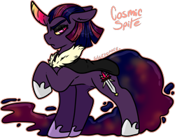 Size: 1717x1369 | Tagged: safe, artist:sexygoatgod, imported from derpibooru, oc, oc only, oc:cosmic spite, pony, unicorn, adoptable, cape, clothes, female, jewelry, raised hoof, regalia, simple background, solo, transparent background