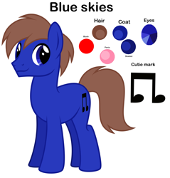 Size: 2271x2380 | Tagged: safe, artist:feather_bloom, imported from derpibooru, oc, oc only, oc:blue_skies, earth pony, pony, reference sheet, simple background, solo, white background