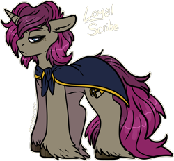 Size: 1594x1479 | Tagged: safe, artist:sexygoatgod, imported from derpibooru, oc, oc only, oc:loyal scribe, pony, unicorn, bags under eyes, cape, clothes, lidded eyes, male, simple background, solo, transparent background, unshorn fetlocks