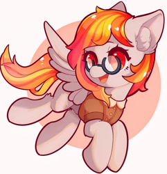Size: 1350x1400 | Tagged: artist needed, safe, imported from derpibooru, oc, oc only, pegasus, pony, clothes, ear fluff, female, flying, glasses, mare, simple background, solo, spread wings, white background, wings