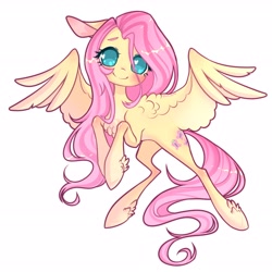 Size: 3072x3072 | Tagged: safe, artist:uni_pone, imported from derpibooru, fluttershy, pegasus, pony, blushing, chest fluff, cute, daaaaaaaaaaaw, heart, heart eyes, shyabetes, simple background, solo, white background, wingding eyes