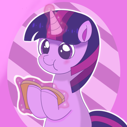 Size: 2048x2048 | Tagged: safe, artist:weiling, imported from derpibooru, twilight sparkle, pony, unicorn, blushing, book, female, magic, mare, solo, unicorn twilight