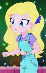 Size: 409x640 | Tagged: safe, edit, edited screencap, editor:luckreza8, imported from derpibooru, screencap, sandy cerise, human, equestria girls, equestria girls series, sunset's backstage pass!, spoiler:eqg series (season 2), :d, ai content, ai generated, anime, female, generator:imgcreator, open mouth, open smile, smiling