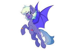 Size: 2700x2160 | Tagged: safe, artist:yarugreat, imported from derpibooru, oc, oc:murphy, bat pony, pony, flying, open mouth, patch, pony oc, simple background, smiling, solo, spread wings, transparent background, wings