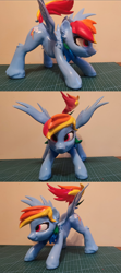 Size: 3000x6750 | Tagged: artist needed, source needed, safe, imported from derpibooru, rainbow dash, pegasus, pony, 3d print, absurd resolution, backwards cutie mark, female, mare, painted, pose, smiling, solo, spread wings, wings