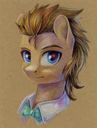 Size: 911x1200 | Tagged: safe, artist:maytee, imported from derpibooru, part of a set, doctor whooves, time turner, earth pony, pony, bowtie, bust, colored pencil drawing, portrait, solo, traditional art