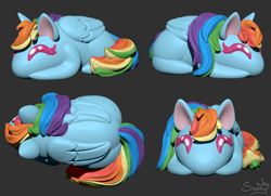 Size: 1468x1061 | Tagged: safe, artist:sunny way, imported from derpibooru, rainbow dash, pegasus, pony, 3d, bun, buns, chibi, cute, digital art, female, mare, smiling, solo, wings, zbrush