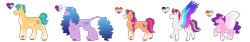 Size: 12000x2000 | Tagged: safe, artist:itstechtock, imported from derpibooru, hitch trailblazer, izzy moonbow, pipp petals, sunny starscout, zipp storm, earth pony, pegasus, pony, unicorn, g5, mane five (g5), pipp is short, pride flag, quadrupedal, simple background, transparent background