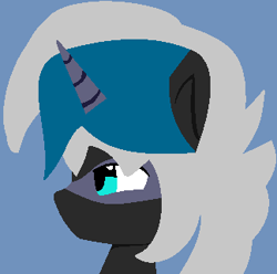 Size: 324x321 | Tagged: safe, artist:jadeharmony, artist:swaggykittycat, imported from derpibooru, oc, oc only, oc:elizabat stormfeather, alicorn, bat pony, bat pony alicorn, pony, alicorn oc, base used, bat pony oc, bat wings, blue background, female, horn, mare, ninja, simple background, solo, wings