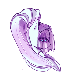 Size: 400x400 | Tagged: artist needed, source needed, safe, imported from derpibooru, coloratura, earth pony, pony, bust, countess coloratura, eyeshadow, female, lidded eyes, makeup, ponytail, simple background, solo, veil, white background