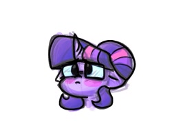 Size: 907x691 | Tagged: safe, artist:zutcha, imported from derpibooru, sci-twi, twilight sparkle, pony, unicorn, blush sticker, blushing, bust, cute, equestria girls ponified, female, floppy ears, hair bun, mare, simple background, sketch, solo, twiabetes, unicorn sci-twi, white background