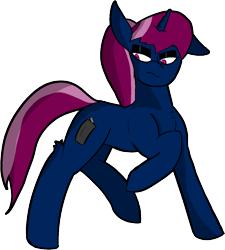 Size: 1163x1292 | Tagged: safe, alternate version, artist:steelstroke, imported from derpibooru, oc, oc only, oc:black powder, unicorn, fallout equestria, eyeliner, makeup, one ear down, simple background, solo, transparent background