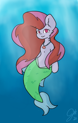 Size: 576x907 | Tagged: safe, artist:jaezmien, imported from derpibooru, oc, merpony, female, fish tail, mare, ocean, solo, swimming, tail, underwater, water