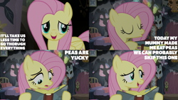 Size: 2000x1125 | Tagged: safe, edit, edited screencap, editor:quoterific, imported from derpibooru, screencap, fluttershy, pegasus, pony, a health of information, bed, book, female, mare, meadowbrook's home, solo, tired