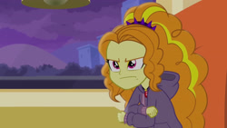 Size: 3072x1727 | Tagged: safe, imported from derpibooru, screencap, adagio dazzle, human, equestria girls, rainbow rocks, :i, adagio dazzle is not amused, angry, clothes, cute, female, hoodie, jacket, night, solo, unamused