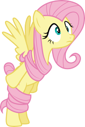 Size: 3000x4452 | Tagged: safe, artist:cloudy glow, imported from derpibooru, fluttershy, pegasus, pony, fake it 'til you make it, .ai available, bipedal, bondage, female, hair, hair bondage, mare, simple background, solo, transparent background, vector