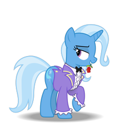 Size: 5000x5300 | Tagged: safe, alternate version, artist:gypsykumquat, imported from derpibooru, trixie, pony, unicorn, .svg available, clothes, female, flower, flower in mouth, inkscape, magician, magician outfit, mouth hold, raised hoof, rose, rose in mouth, seductive, show accurate, simple background, solo, transparent background, vector