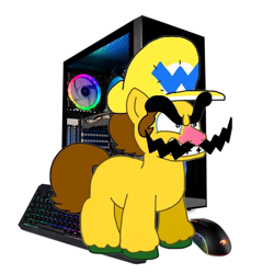 Size: 2000x2000 | Tagged: safe, artist:davidti2006, imported from derpibooru, pony, meme, pc, pc game, ponified, simple background, solo, wario, white background