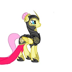 Size: 768x768 | Tagged: safe, artist:zobazolla, imported from derpibooru, fluttershy, pegasus, pony, armor, female, mare, narrowed eyes, simple background, soldier, solo, white background