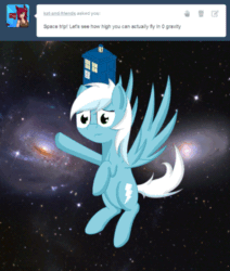 Size: 450x530 | Tagged: safe, artist:ask-fleetfoot, imported from derpibooru, fleetfoot, pony, animated, ask-fleetfoot, doctor who, gif, solo, space, tardis