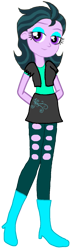 Size: 431x1533 | Tagged: safe, artist:rainbowstarcolour262, imported from derpibooru, zephyr, human, equestria girls, alternate clothes, alternate universe, background human, boots, canterlot, clothes, cutie mark on clothes, eyeshadow, female, hand behind back, makeup, miniskirt, shirt, shoes, simple background, skirt, solo, transparent background, vest