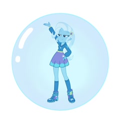 Size: 720x746 | Tagged: safe, artist:sketchmcreations, edit, imported from derpibooru, trixie, human, equestria girls, equestria girls series, forgotten friendship, boots, bubble, clothes, cute, dress, female, hand on hip, high heel boots, hoodie, in bubble, moe, pose, raised arm, shoes, simple background, skirt, smiling, smug, socks, solo, vector, white background