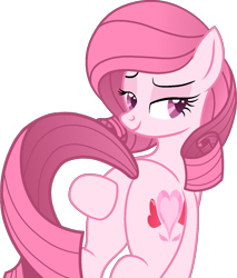 Size: 1058x1244 | Tagged: safe, artist:tanahgrogot, imported from derpibooru, oc, oc only, oc:annisa trihapsari, earth pony, pony, adorasexy, alternate hairstyle, annibutt, bedroom eyes, butt, butt touch, cute, earth pony oc, female, looking at you, mare, plot, rear, sexy, simple background, smiling, smiling at you, solo, transparent background