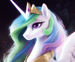 Size: 1152x948 | Tagged: safe, imported from derpibooru, princess celestia, alicorn, ai content, ai generated, generator:stable diffusion, prompter:teonanakatle, royalty, solo