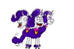 Size: 4200x2800 | Tagged: safe, artist:horsesplease, imported from derpibooru, rarity, cerberus, dog, hybrid, poodle, unicorn, abomination, barking, collar, derp, doodle, evil rarity, i didn't listen, multiple heads, panting, raridog, raripoodle, species swap, spiked collar, stupid, three heads, tongue out