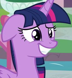 Size: 662x720 | Tagged: safe, imported from derpibooru, screencap, twilight sparkle, alicorn, pony, school daze, season 8, spoiler:s08, adorkable, cropped, cute, dork, eye twitch, female, floppy ears, grin, mare, nervous, nervous grin, smiling, solo, twiabetes, twilight sparkle (alicorn)