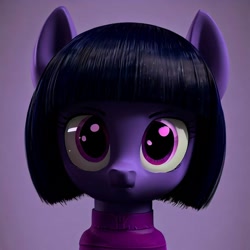 Size: 1000x1000 | Tagged: safe, imported from derpibooru, oc, earth pony, pony, adoracreepy, ai content, ai generated, big eyes, bobcut, creepy, cute, faic, looking at you, short hair, solo, stare, staring into your soul