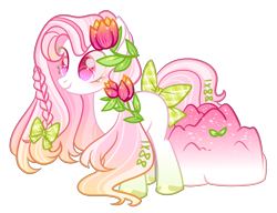 Size: 2940x2256 | Tagged: safe, artist:anno酱w, imported from derpibooru, earth pony, pony, base used, bow, flower, flower in hair, pigtails, simple background, smoothie, transparent background, tulip