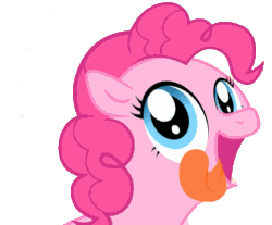 Size: 498x412 | Tagged: safe, artist:misterdavey, imported from derpibooru, pinkie pie, earth pony, pony, cupcakes hd, animated, female, gif, looking at you, mare, open mouth, seizure warning, simple background, smiling, solo, tongue out, transparent background