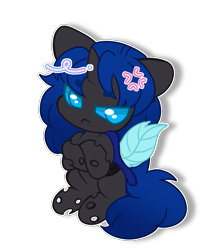 Size: 653x771 | Tagged: safe, artist:maddzarts, imported from derpibooru, oc, oc only, oc:swift dawn, changeling, angry, big ears, blue changeling, blue mane, changeling oc, commission, crossed hooves, drop shadow, emanata, eye clipping through hair, eyebrows, eyebrows visible through hair, horn, looking away, male, outline, scowl, simple background, sitting, sitting up, solo, transparent background, white outline, wings, ych result