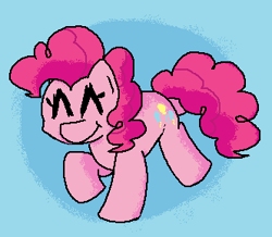 Size: 332x290 | Tagged: safe, artist:dewott2501, imported from derpibooru, pinkie pie, earth pony, pony, ^^, eyes closed, pixel art, simple background, smiling, solo