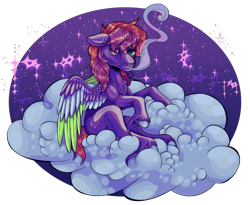 Size: 1601x1310 | Tagged: safe, artist:sweetmelon556, imported from derpibooru, oc, oc only, pegasus, pony, cloud, male, simple background, smoking, solo, stallion, transparent background