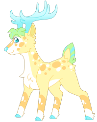 Size: 3758x4756 | Tagged: safe, artist:crazysketch101, imported from derpibooru, oc, oc:electric pineapple, deer, antlers, cloven hooves, simple background, solo, transparent background