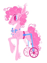 Size: 1280x1699 | Tagged: safe, artist:webkinzworldz, imported from derpibooru, pinkie pie, earth pony, pony, pride, pride flag, simple background, solo, transgender, transgender pride flag, wheelchair, white background