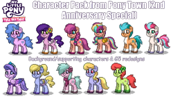 Size: 1280x720 | Tagged: safe, artist:topsangtheman, imported from derpibooru, cloud kicker, hitch trailblazer, izzy moonbow, peachy sweet, pipp petals, queen haven, sunny starscout, zipp storm, alicorn, earth pony, pegasus, pony, unicorn, pony town, apple family member, dahlia, fifi (g5), g5, mane five (g5)