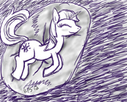 Size: 1000x800 | Tagged: safe, artist:ray-pemmburge, imported from derpibooru, twilight sparkle, pony, unicorn, cushion, eyes closed, female, g4, lying down, mare, monochrome, on side, sketch, sleeping, smiling, solo, tail, unicorn twilight