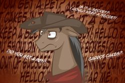 Size: 1280x854 | Tagged: safe, artist:lolepopenon, imported from derpibooru, oc, oc:oliver, earth pony, pony, ask billie the kid, ask, obscured text, solo