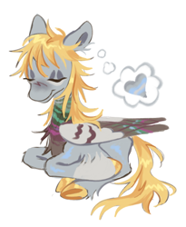 Size: 1220x1488 | Tagged: safe, artist:webkinzworldz, imported from derpibooru, derpy hooves, pegasus, pony, alternate design, demiboy, demiboy pride flag, pride, pride flag, solo, thought bubble