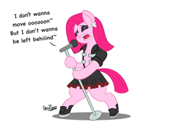 Size: 4098x3072 | Tagged: safe, artist:datzigga, imported from derpibooru, pinkie pie, pony, bipedal, clothes, microphone, pinkamena diane pie, singing, solo